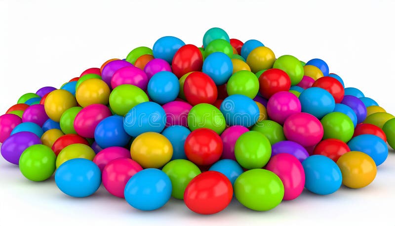 Pile of colorful Easter eggs isolated on white - 3d render royalty free illustration