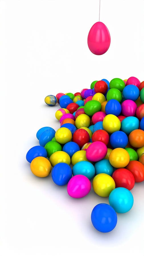 Pile of colorful Easter eggs isolated on white - 3d render vector illustration