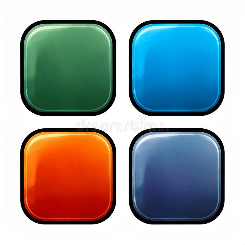 Four rounded square buttons displayed in a two-by-two grid. vector illustration