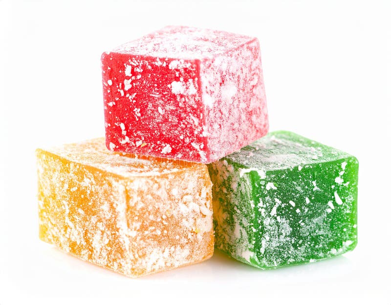 Assorted Turkish Delight bars(Sugar coated soft candy) isolated on white royalty free illustration