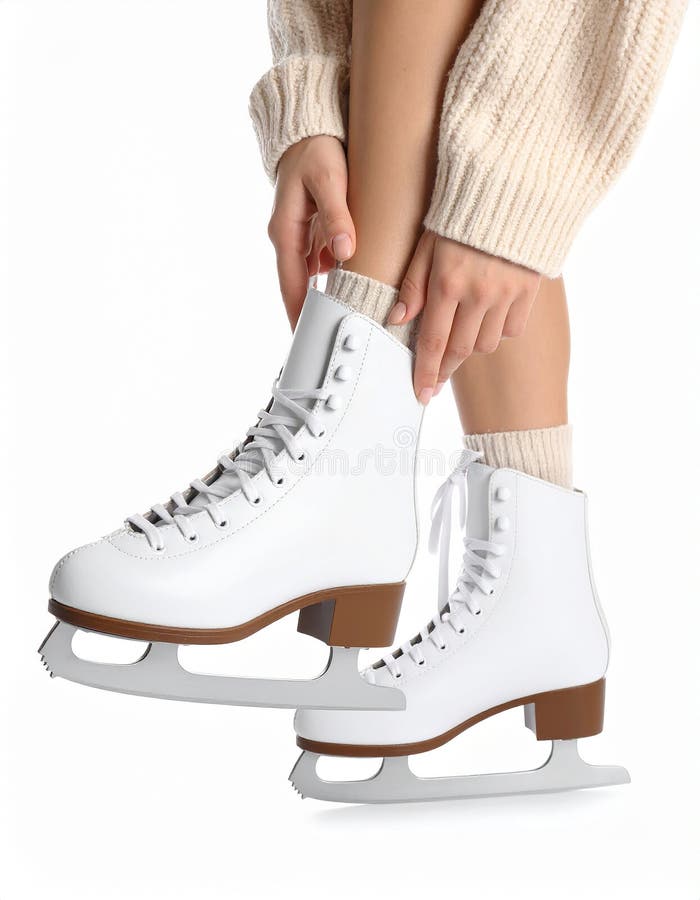 Woman skating on white background, closed vector illustration