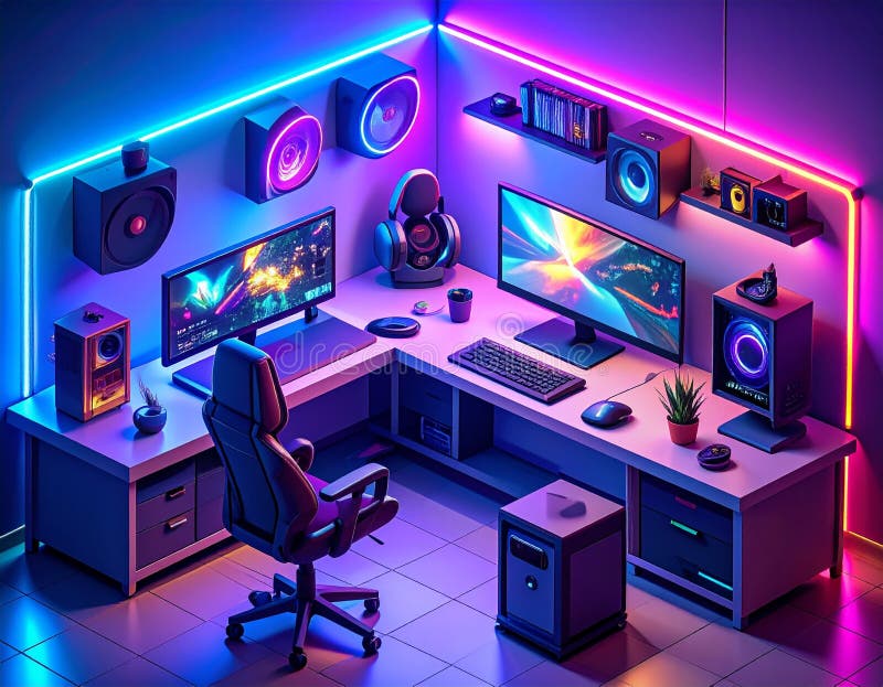 Neon Lit Gaming Setup