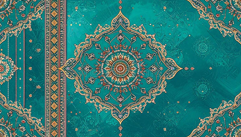 AI-generated teal and gold ornate pattern