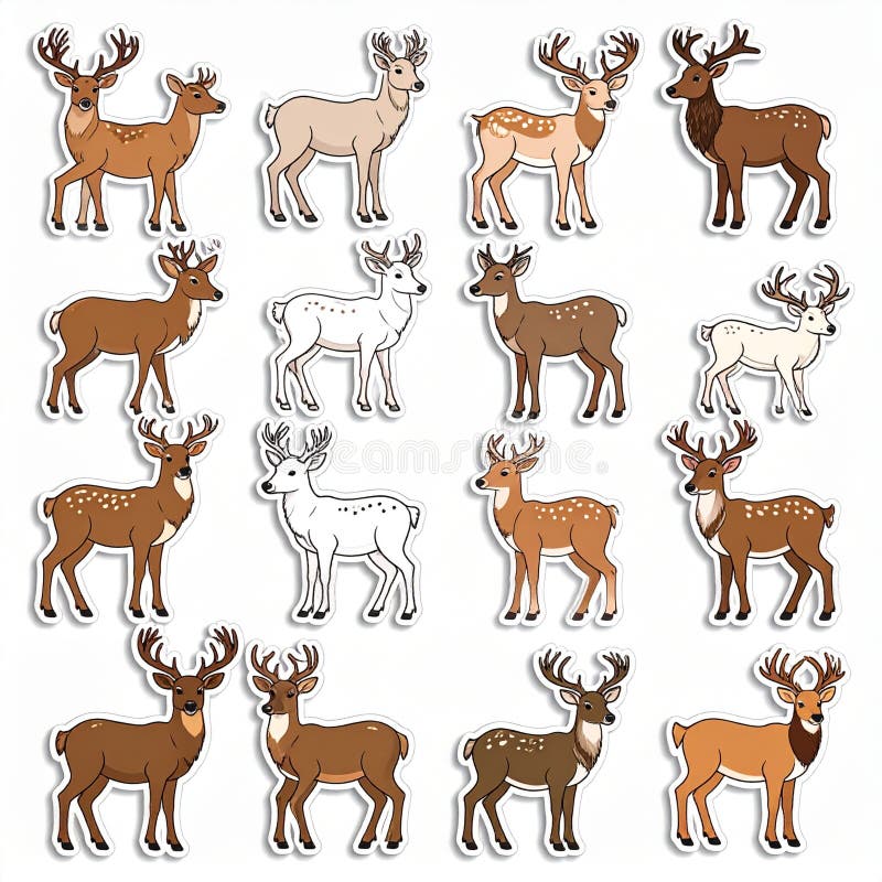 Collection of Cartoon Deer Illustrations stock photos