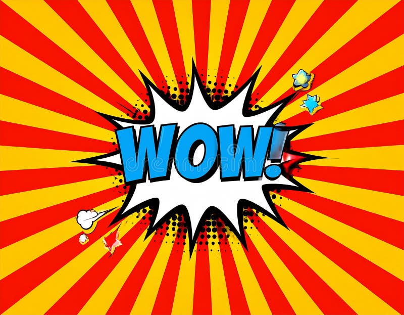 Comic book speech bubble or balloon explosion or shout balloon wow! in trendy pop art royalty free illustration