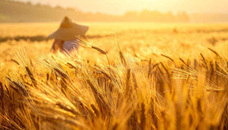 Golden Wheat Field in Summer stock illustration