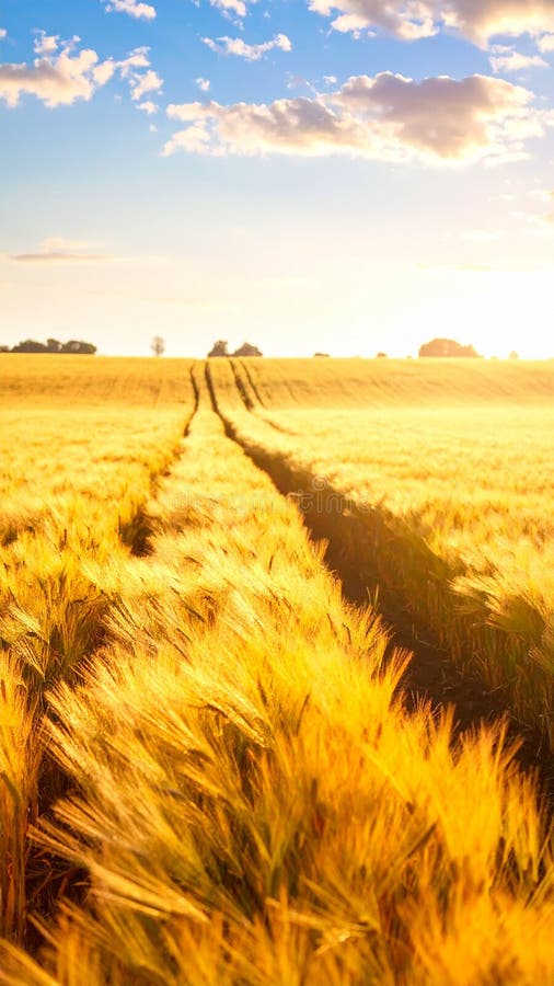 Golden Wheat Field in Summer vector illustration