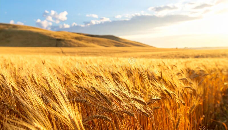 Golden Wheat Field in Summer vector illustration