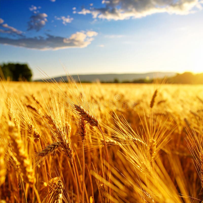 Golden Wheat Field in Summer royalty free illustration