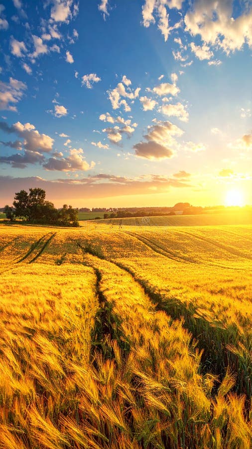 Golden Wheat Field in Summer royalty free illustration