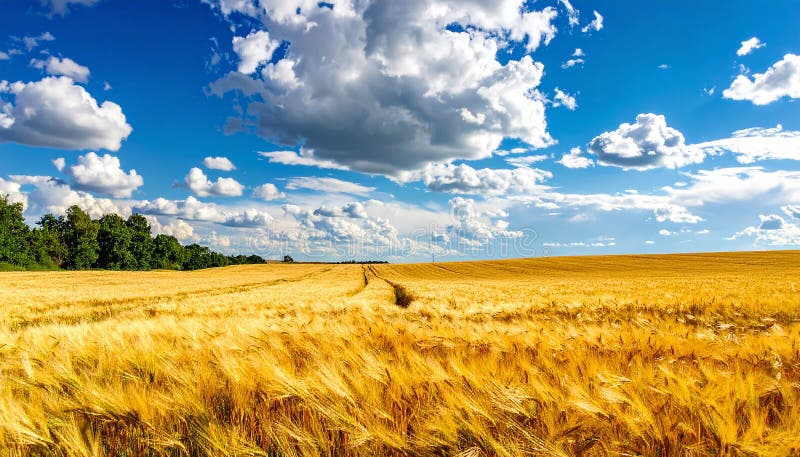 Golden Wheat Field in Summer vector illustration