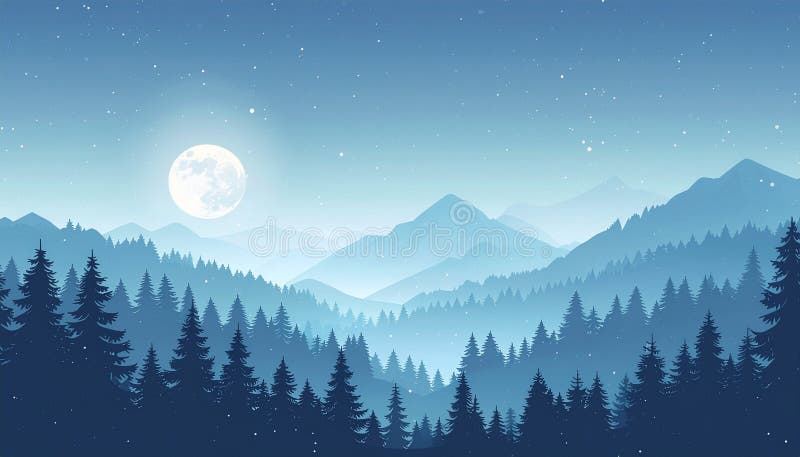 Night Forest Mountain Stock Illustrations – 78,229 Night Forest