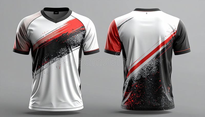 Esports Gaming Jersey Design Template with Dynamic Red and Black Abstract Graphics vector illustration