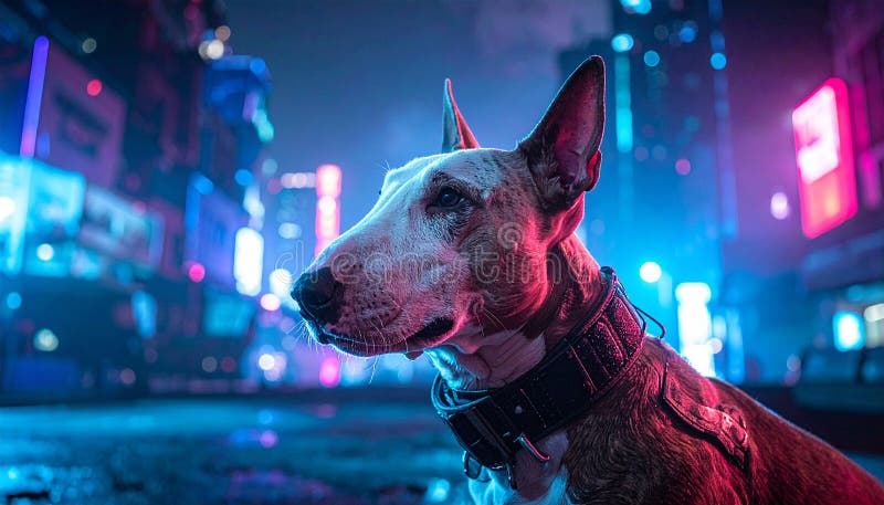 Cyberpunk photo of bullterrier royalty free illustration