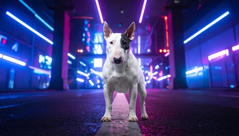 Cyberpunk photo of bullterrier royalty free illustration