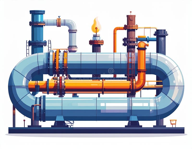 Industrial Gas Processing Plant Illustration stock illustration
