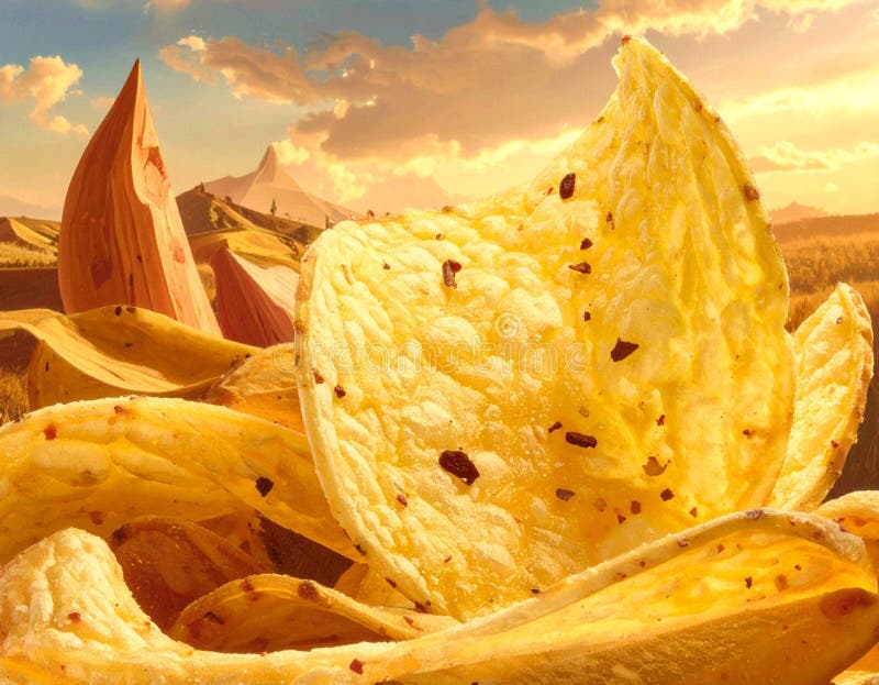 Crisp stack resembling a surreal landscape royalty free illustration