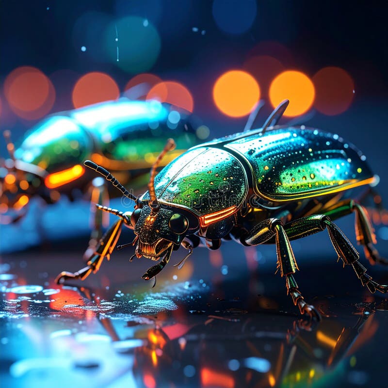 Cyberpunk photo of cyber bugs vector illustration