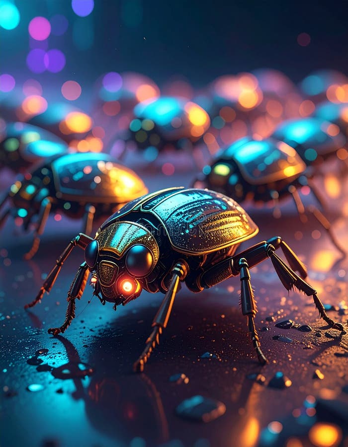 Cyberpunk photo of cyber bugs royalty free illustration