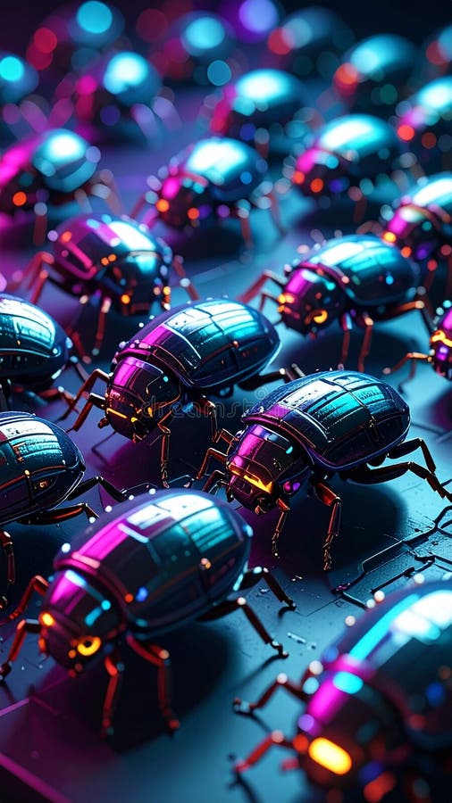 Cyberpunk photo of cyber bugs stock illustration