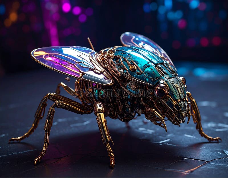 Cyberpunk photo of cyber bugs vector illustration