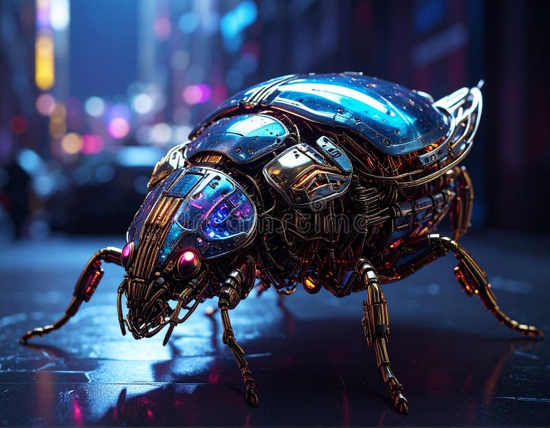 Cyberpunk photo of cyber bugs royalty free illustration