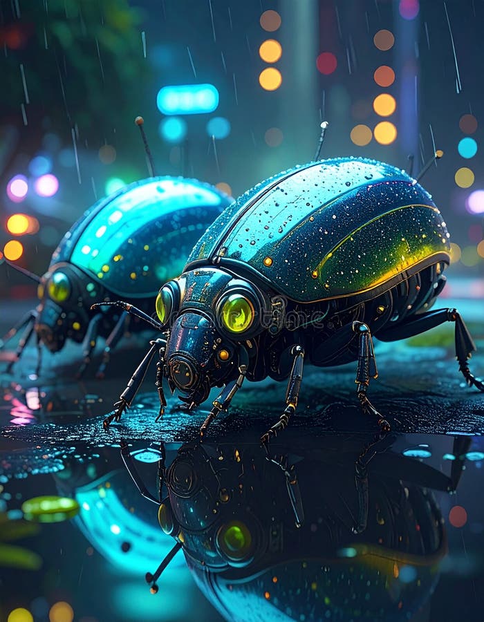 Cyberpunk photo of cyber bugs royalty free illustration