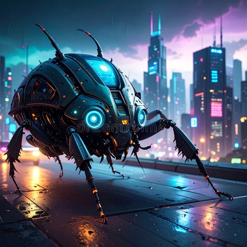 Cyberpunk photo of cyber bugs royalty free illustration