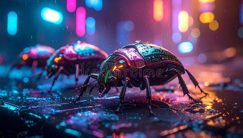 Cyberpunk photo of cyber bugs royalty free illustration