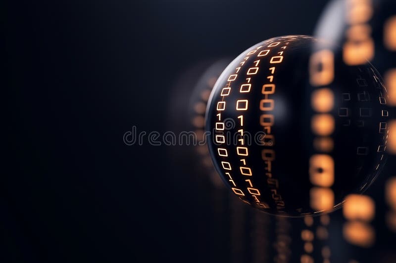 Binary Code Forming Shape of Globe on Dark Background with Copy Space ...