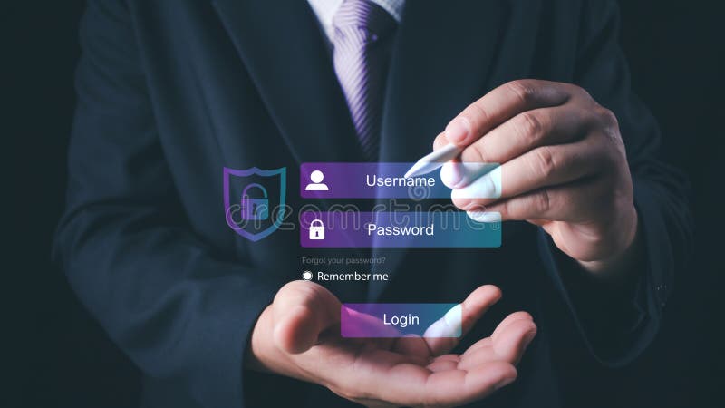 Cybersecurity concept, user privacy security and encryption, secure internet access Future technology and cybernetics stock image