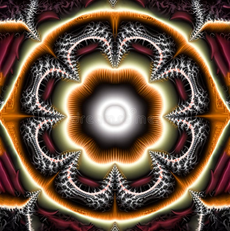 Generated image and detailed. Abstract fractal background with circles. Colorful and black background with fractal effect. Illustration background with ornamental pattern. Wallpaper