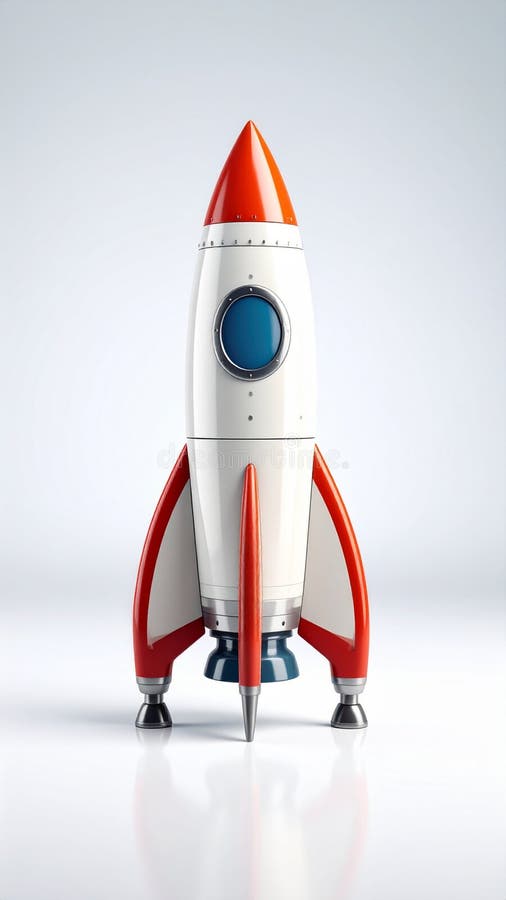 Retro Rocket Ship Illustration on White Background, Space Exploration Concept royalty free illustration