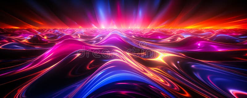 Stunning Neon Glow 3D Rendering of Pink and Blue Ascending Lines vector illustration
