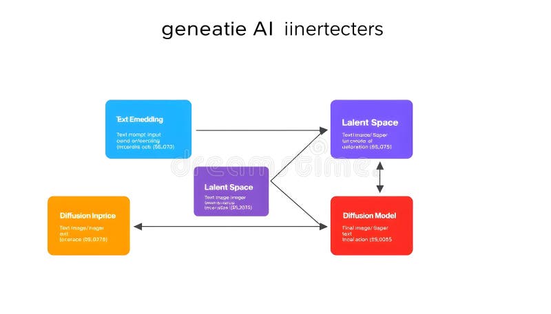 Generatie AI: A Deep Dive into the Architecture of AI Image Generation. Diagram illustrating the Generatie AI architecture for image generation. It shows the workflow from text input to final image