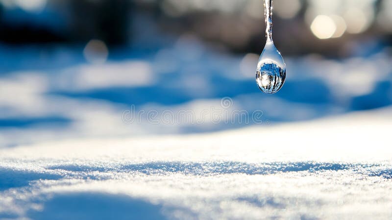 Generation AI Piękny spływ wody lodowej na śnieżnej powierzchni z koncepcją biznesową Bokeh Background. ilustracja wektor