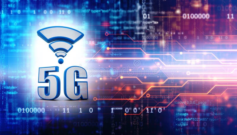 5. Generation des Netzes des Internets 5g drahtlos mit Hochgeschwindigkeitsinternetanschlusshintergrund 3d übertragen vektor abbildung