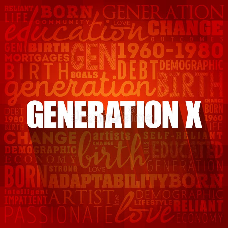 Generation x ordmolnsamlingens sociala koncept bakgrund royaltyfri illustrationer