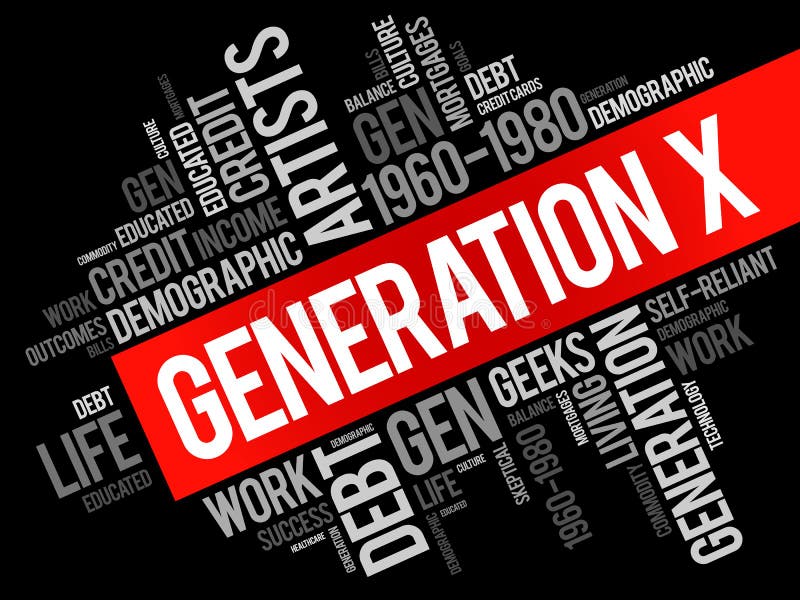 Generation X Word Cloud vektor illustrationer