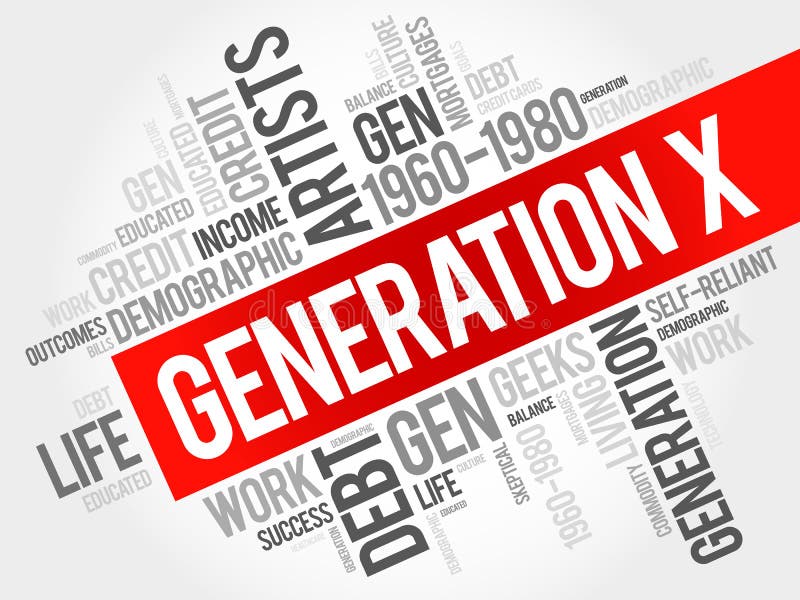 Generation X Word Cloud stock illustrationer