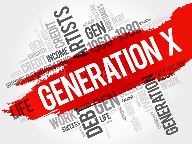 Generation X Word Cloud stock illustrationer