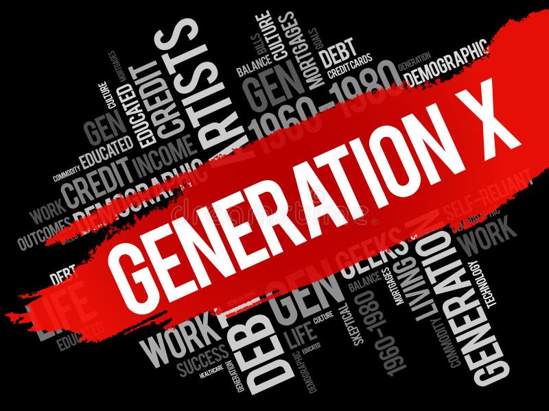 Generation X Word Cloud stock illustrationer