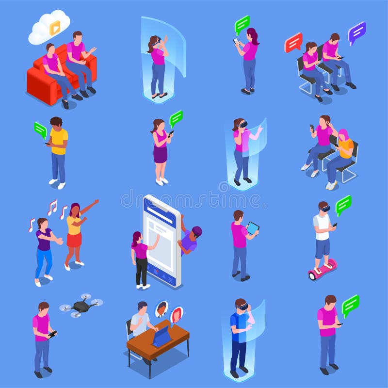 Generation Z Isometric Set vector illustration