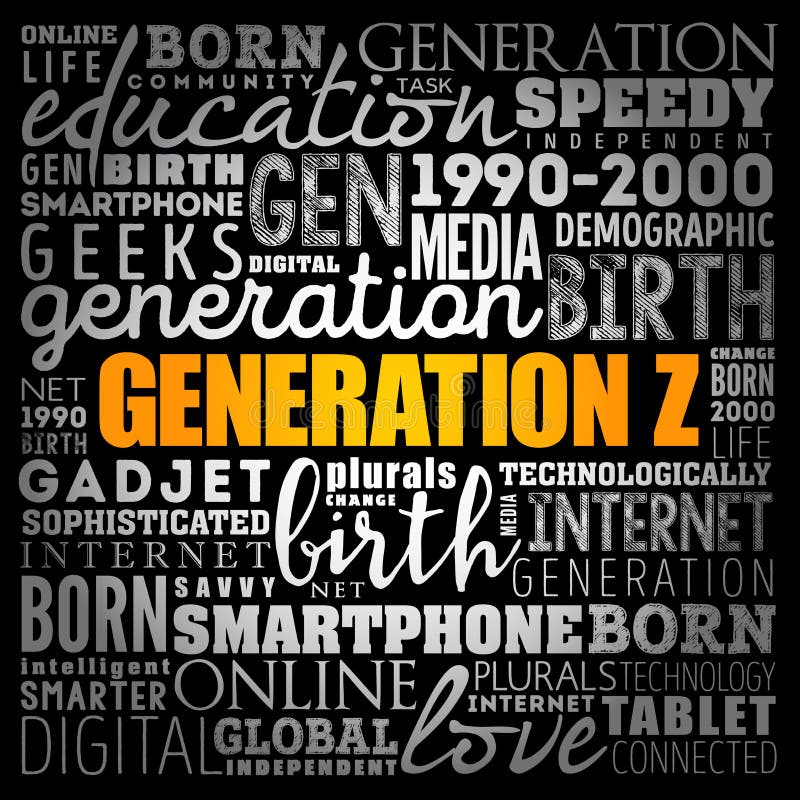 Generation Z Word Cloud-kollage royaltyfri illustrationer