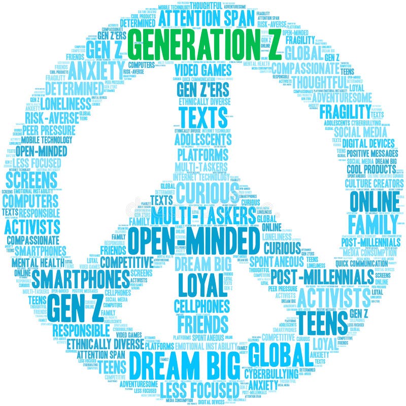 Generation Z Word Cloud stock vector. Illustration of determined