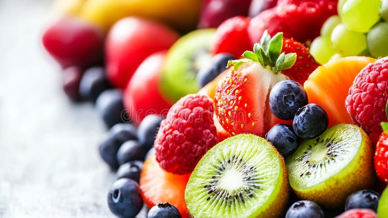 Generativ AI Colorful Mixt Fructe pe masă Afișarea opțiunilor proaspete și sănătoase pentru iubitorii de alimente vector illustration