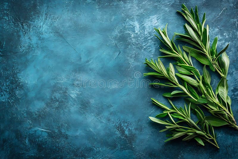 Generativ AI Fresh Rosemary Sprigs privind fundalul rustic al proiectului de afaceri inspirație culinară. royalty free stock image