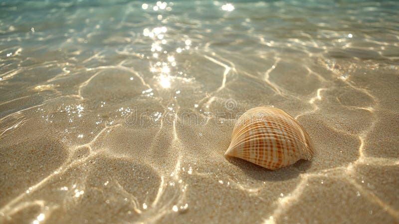 Generativ AI Image of Shell pe Nature Beach cu Wave în vară royalty free illustration
