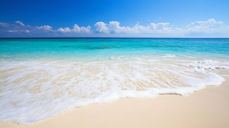 Generativ AI Vibrant și Liniștit Beach cu Crystal Clear Water și Soft Waves Under a Bright Blue Sky vector illustration