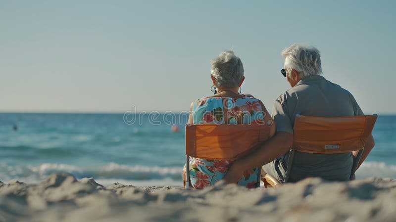 Generativ ai : Jag är han som jag sköt ett moget par som tillbringade tid på strandaffärskonceptet.